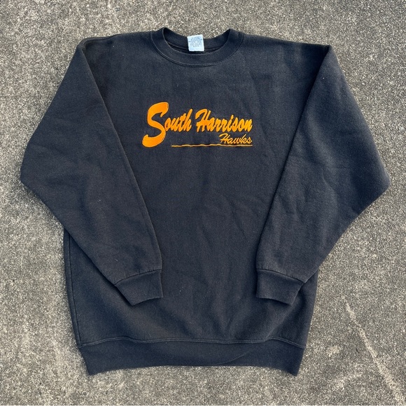 Bwear Other - Vintage Embroidered Black and Orange School Crewneck Sweatshirt Size XL